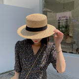 Woven Raffia Straw Hat Vintage Female Sunscreen Sunshade