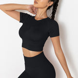 Vintage High Waist Fitness Yoga T-shirt Women