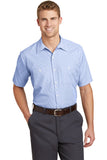 Red Kap Short Sleeve Striped Industrial Work Shirt - White/ Blue - Front model