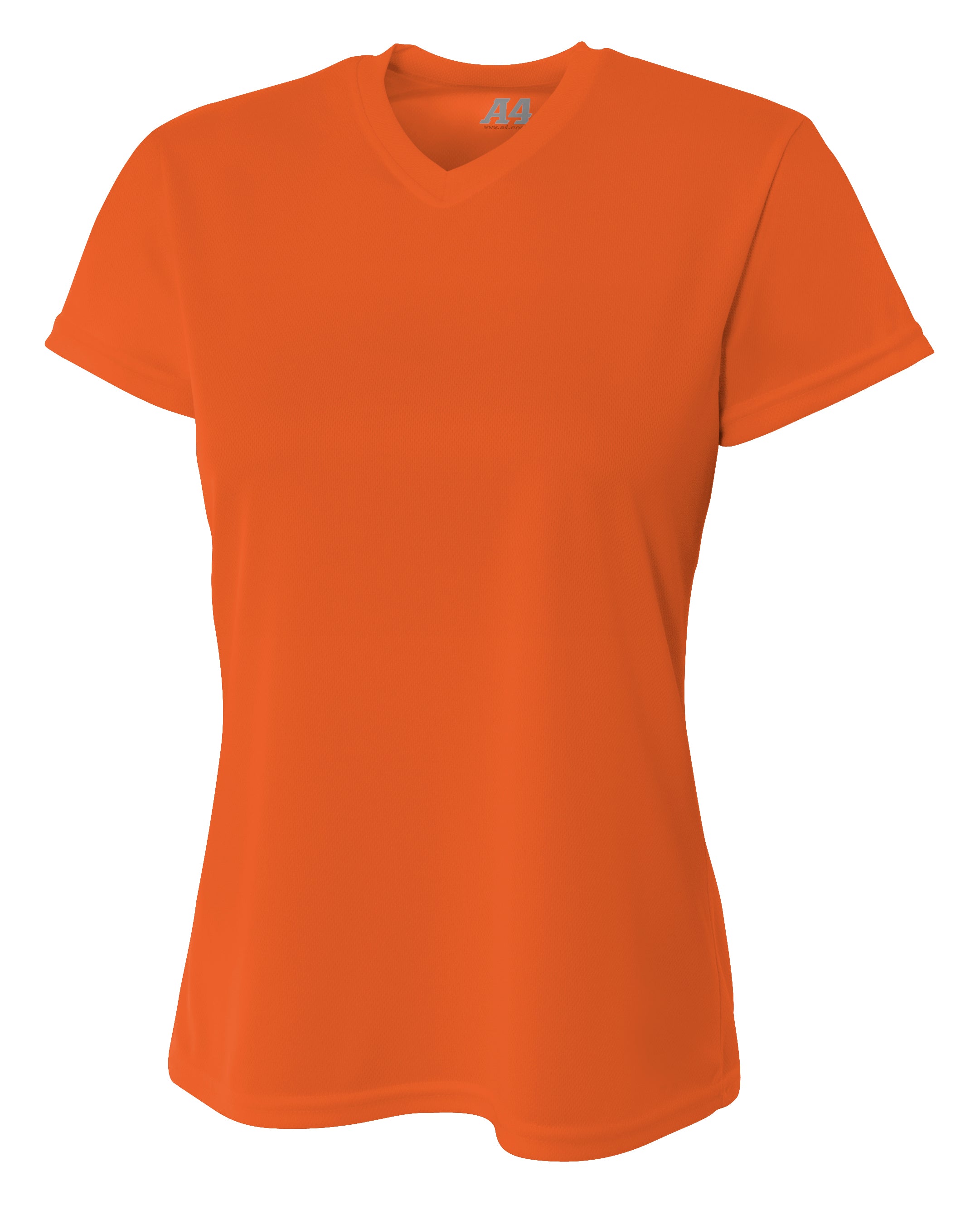 A4 Short Sleeve V-Neck Bird's Eye Mesh Tee - Athletic Orange front