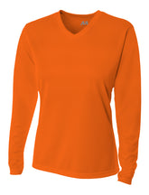 A4 Long Sleeve V-Neck Bird's Eye Mesh Tee - Athletic Orange front