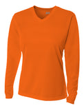 A4 Long Sleeve V-Neck Bird's Eye Mesh Tee - Athletic Orange front