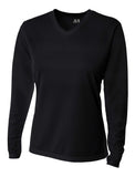 A4 Long Sleeve V-Neck Bird's Eye Mesh Tee - Black front