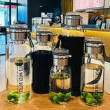 Large-Capacity Glass Water Bottle for Travel and Outdoor Use