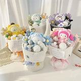 Vintage Cute Cartoon Plush Doll Flower Bouquet