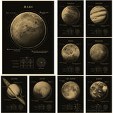 Planets and Universe Vintage Retro Space Mars Venus Moon Posters