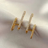Luxury Crystal U-Shaped Gold Vintage Earrings