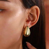 Vintage Gold Color Chunky Water Drop Dome Stud Earrings