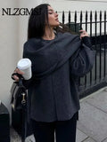 Vintage Streetwear Scarf Coat Long Sleeve Knitted Asymmetric Jackets