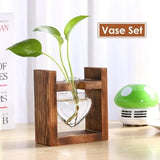 Vintage Hydroponic Wooden Frame Glass Vase