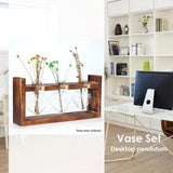 Vintage Hydroponic Wooden Frame Glass Vase
