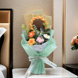 Vintage Handmade Crochet Sunflower Daisy Bouquet