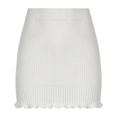 Solid Color Stretch Lace Skirt Ruffle Hip