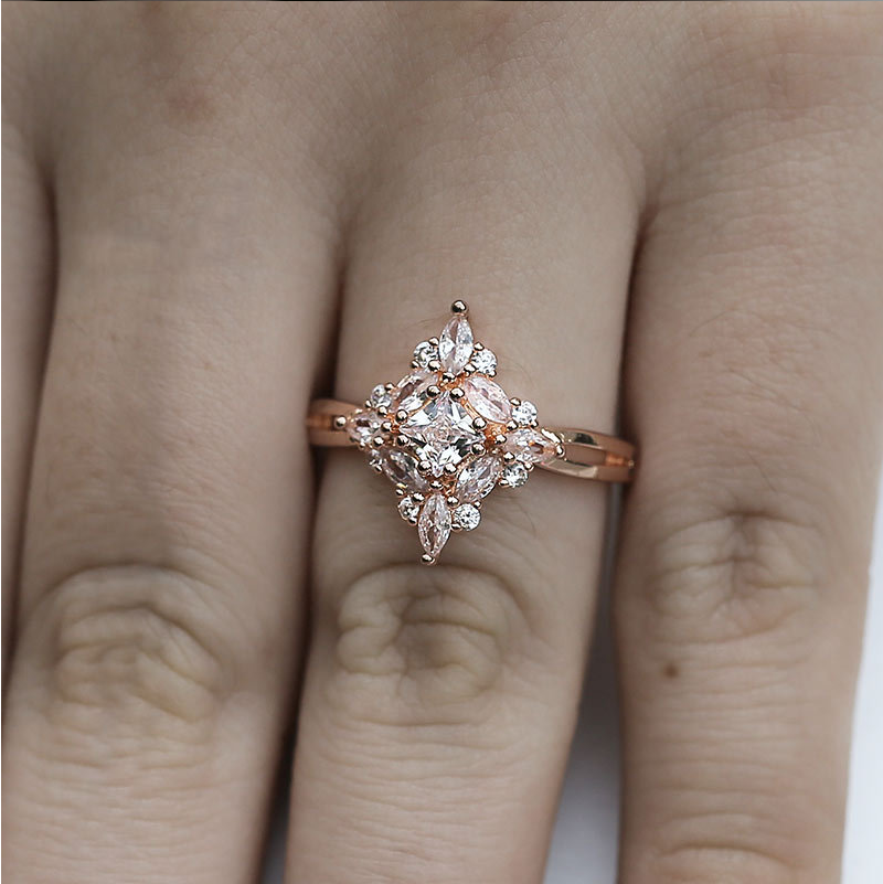 Rose Gold Vintage Minimalist Engagement Promise Ring