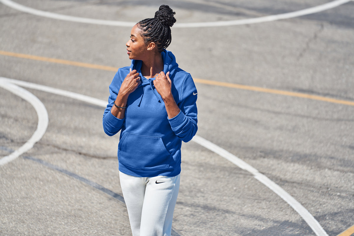 Nike Women's Club Fleece Sleeve Swoosh Pullover Hoodie