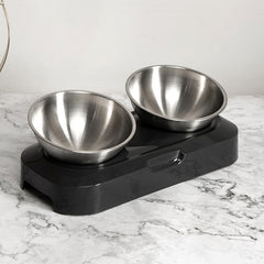 Pet Stainless Steel Bowl Pet Double Night