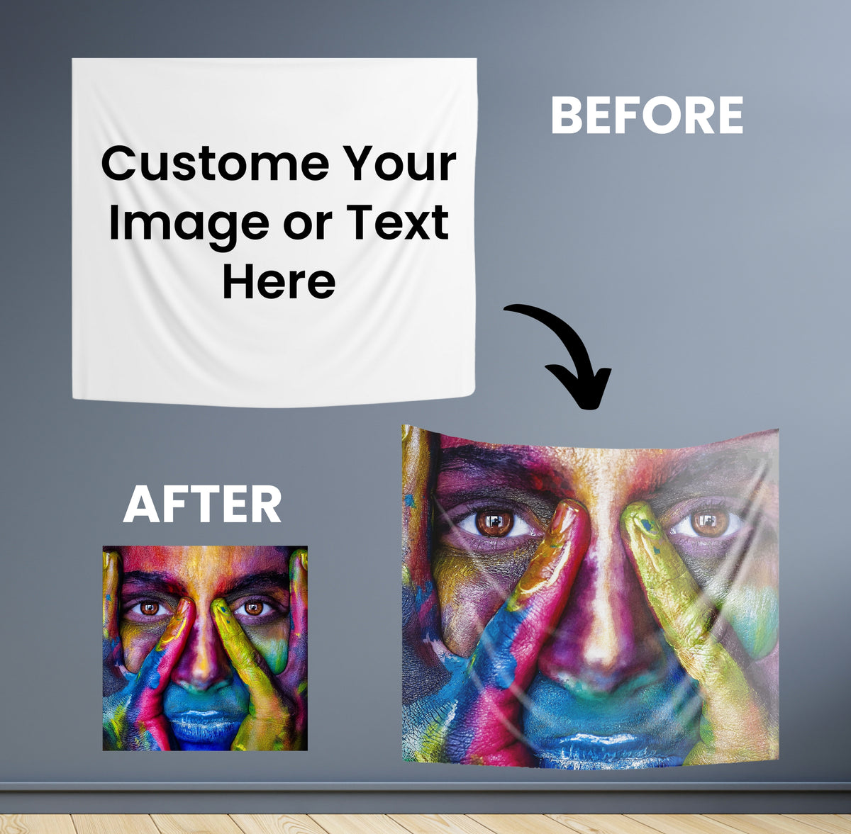 Indoor Wall Tapestries, Custom Wall Decor Tapestry, Personalized Picture or Text Wall Tapestry Backdrop, Wall Art Decor