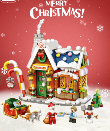 Christmas House Building Blocks Gifts Children'S Toys Puzzle Assembling Creative Ornaments