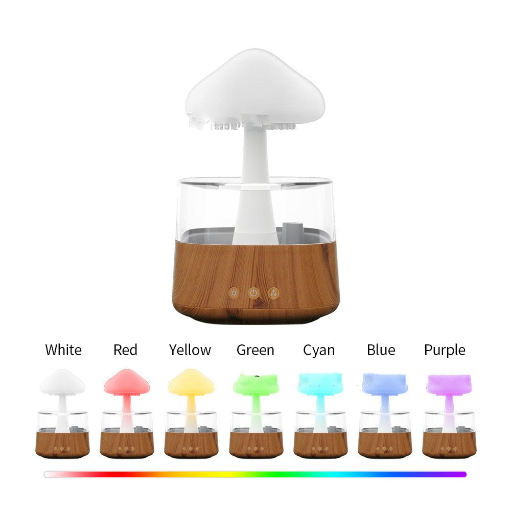 Ultrasonic Atomizing Cloud And Rain Humidifier Wood Grain Seven Color Light Aromatherapy Machine