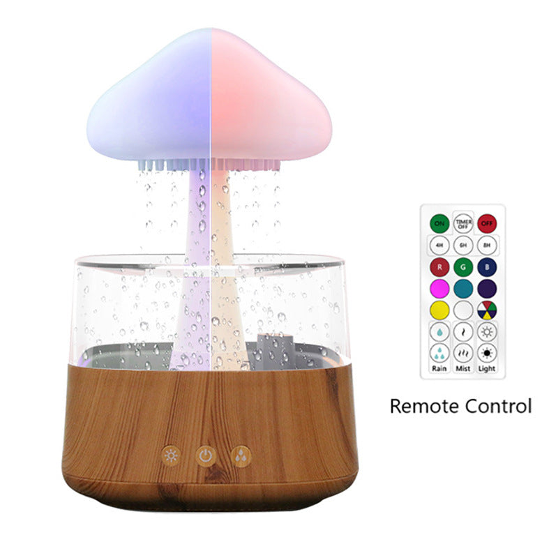 Ultrasonic Atomizing Cloud And Rain Humidifier Wood Grain Seven Color Light Aromatherapy Machine