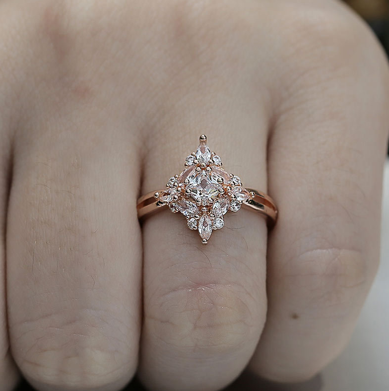 Rose Gold Vintage Minimalist Engagement Promise Ring