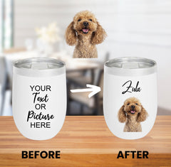 Personalised Wine Tumbler, Wine Cup with Lid, Custom Tumbler, Personalized 12 OZ Tumbler, Travel Mug, Stainless Steel Mug, Insulated Tumbler