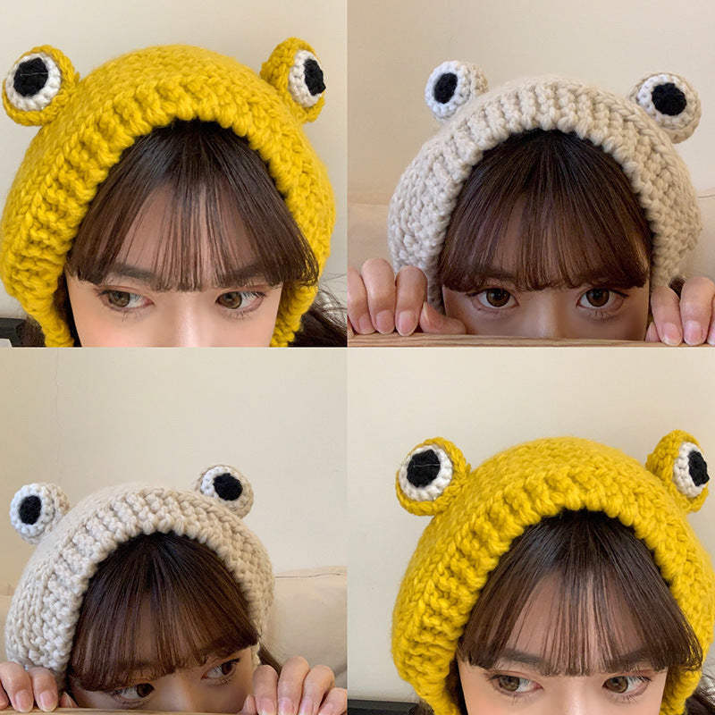 Big eyes frog woolen hat