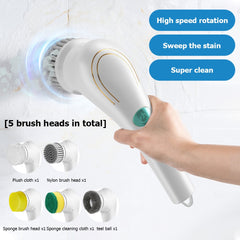 5-in-1 Multifunctional Electric Cleaning Brush,  USB Charging Bathroom Wash Brush, Kitchen Cleaning Tool, Dishwashing Brush, Bathtub Brush