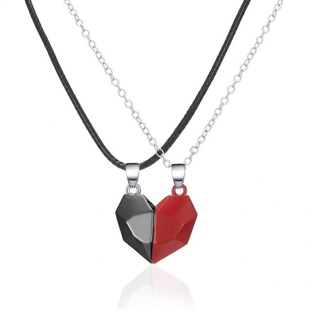 Korean Fashion Magnetic Couple Necklace,  Couple Matching Necklaces, Friend Pairing Necklace, Magnetic Necklace Fashion Jewelry Heart Pendant