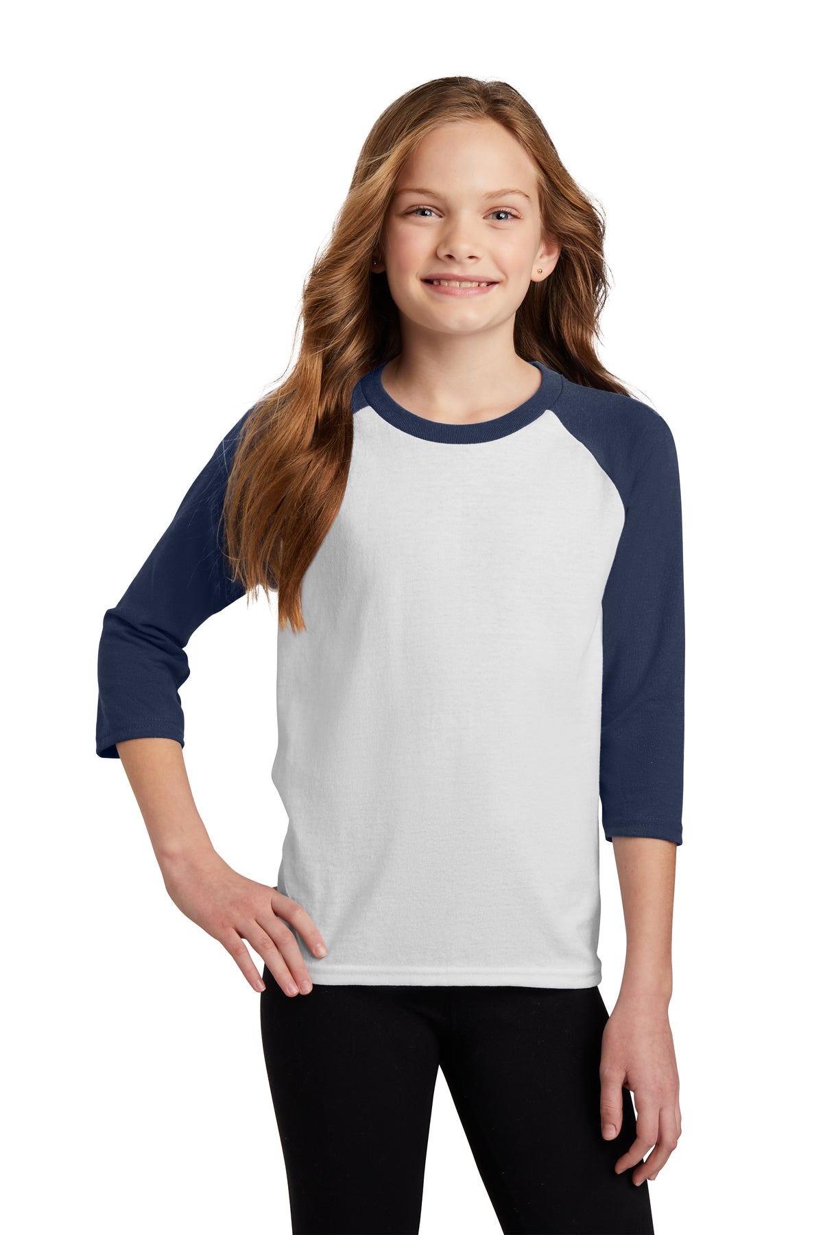Port & Company® Youth Core Blend 3/4-Sleeve Raglan Tee