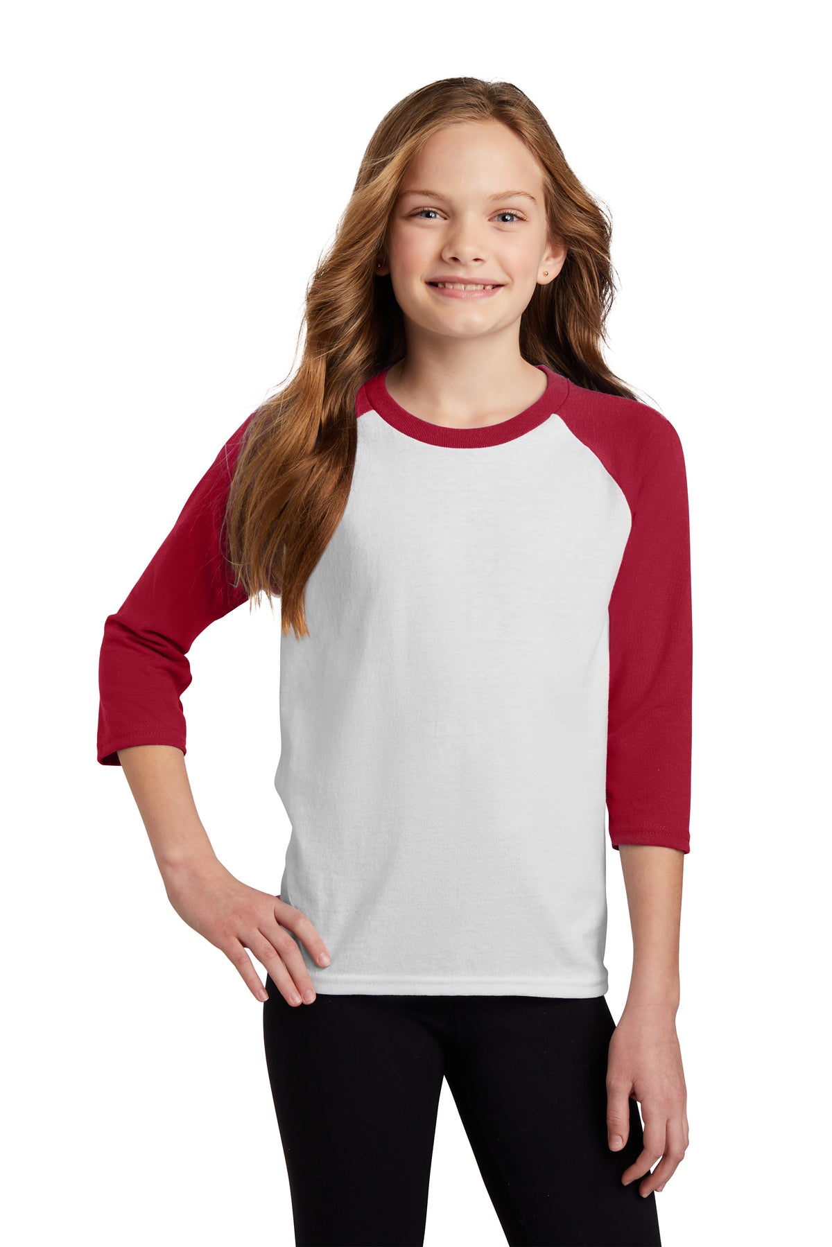 Port & Company® Youth Core Blend 3/4-Sleeve Raglan Tee