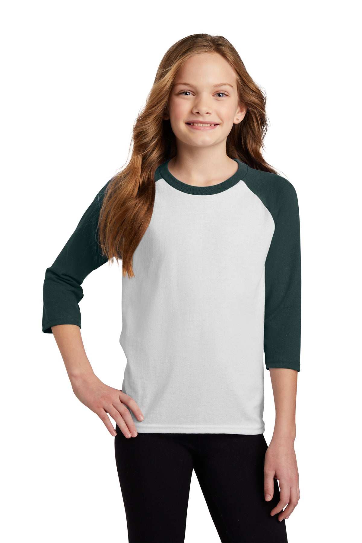 Port & Company® Youth Core Blend 3/4-Sleeve Raglan Tee