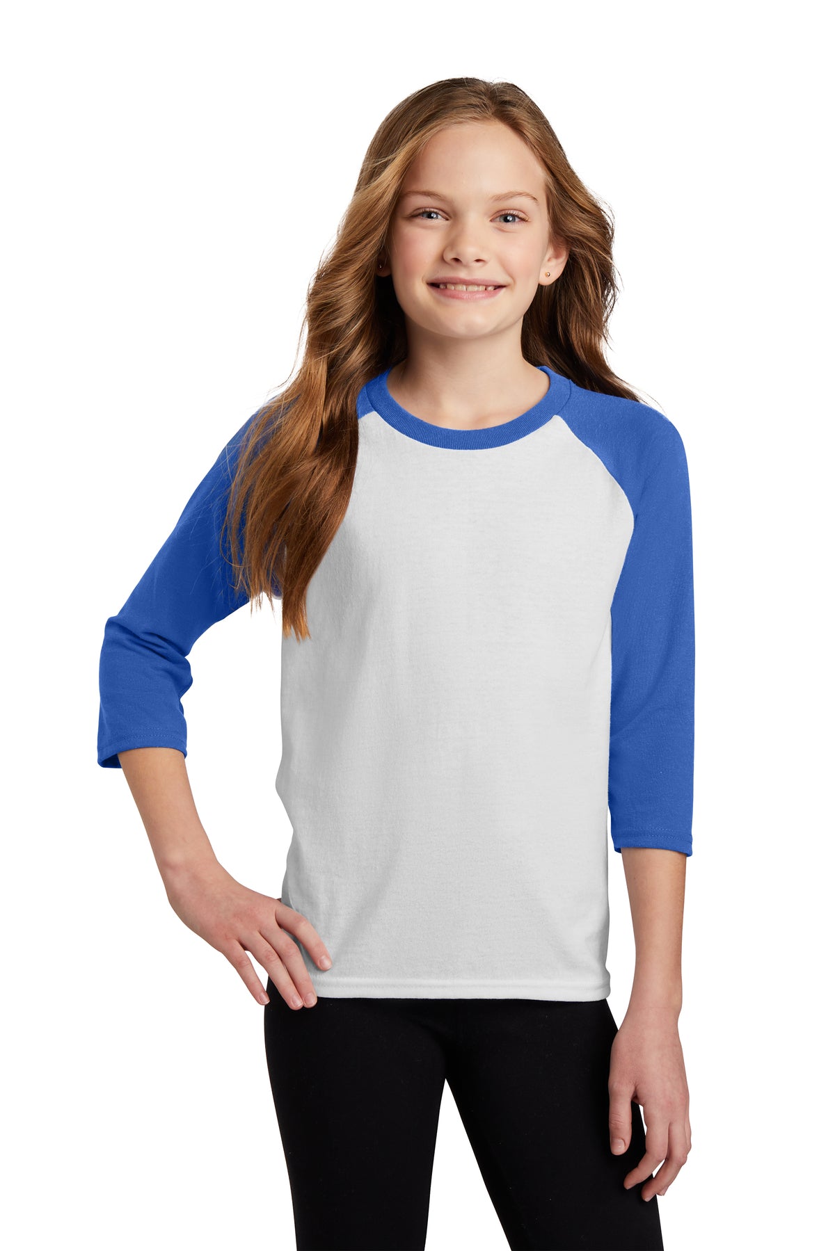 Port & Company® Youth Core Blend 3/4-Sleeve Raglan Tee