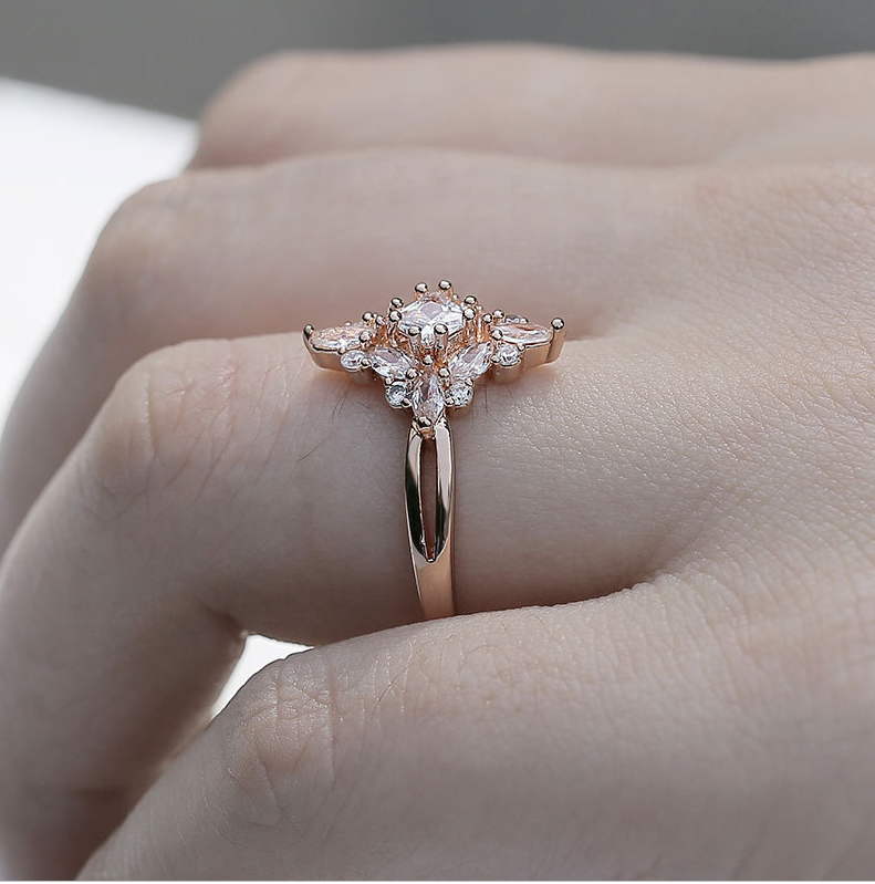 Rose Gold Vintage Minimalist Engagement Promise Ring
