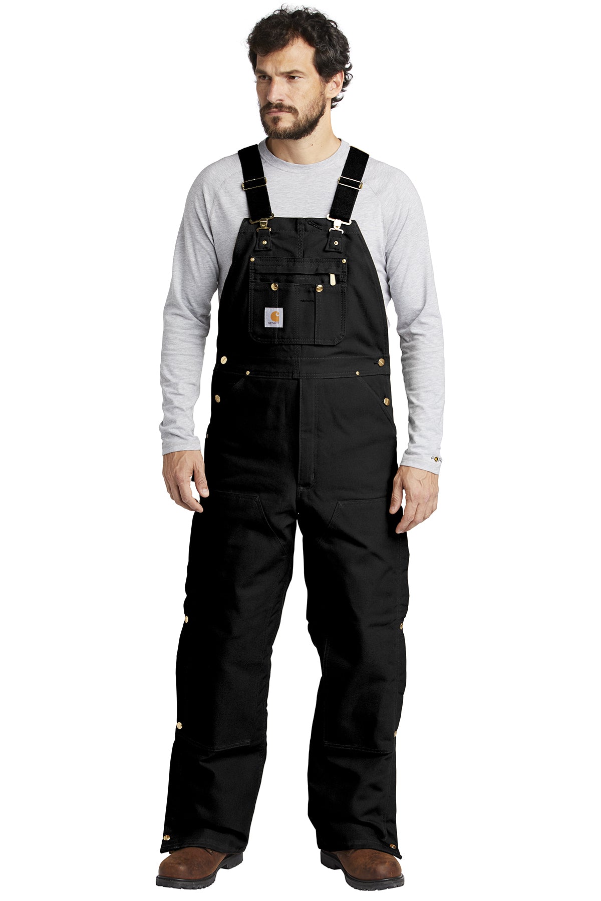 Carhartt ® Duck Quilt-Lined Zip-To-Thigh Bib Overalls