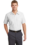 Red Kap Short Sleeve Striped Industrial Work Shirt - Grey/ White - Front model