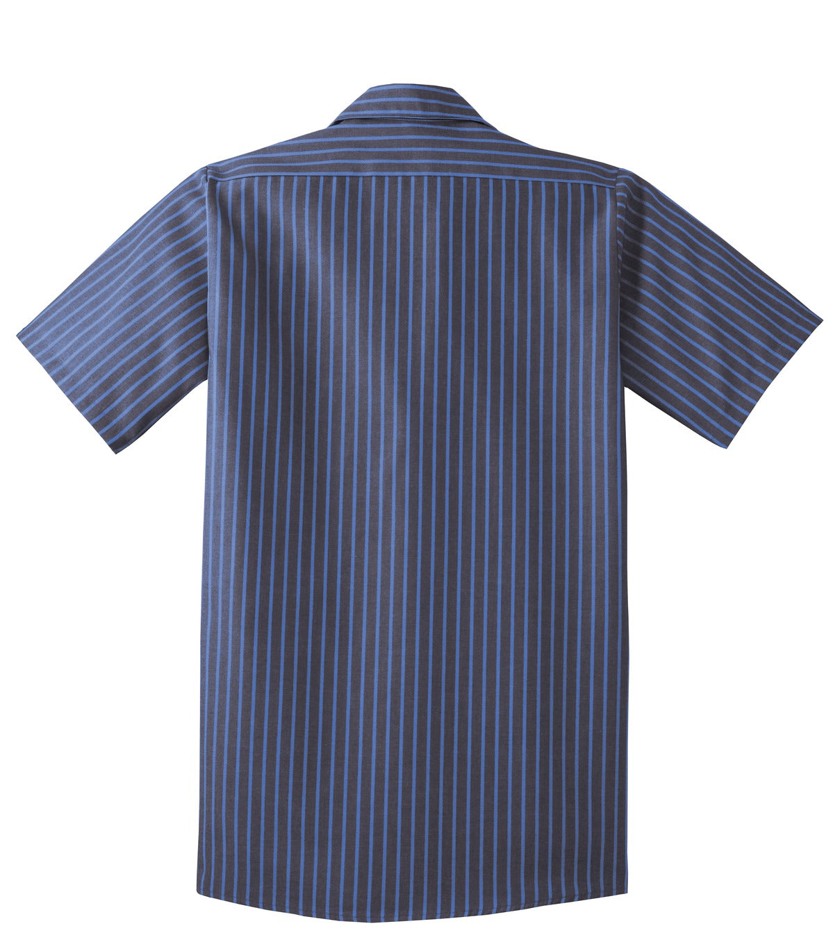 Red Kap Short Sleeve Striped Industrial Work Shirt - Grey/ Blue - Back flat