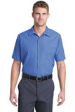 Red Kap Short Sleeve Striped Industrial Work Shirt - Petrol Blue/ Navy - Front model