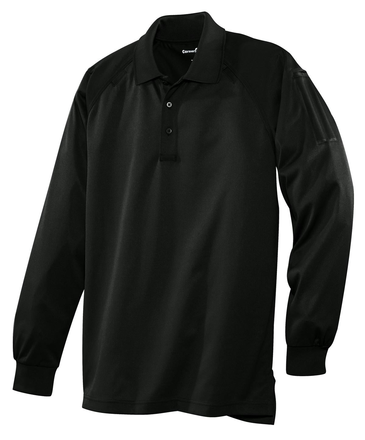 CornerStone - Select Long Sleeve Snag-Proof Tactical Polo - Black - Front flat