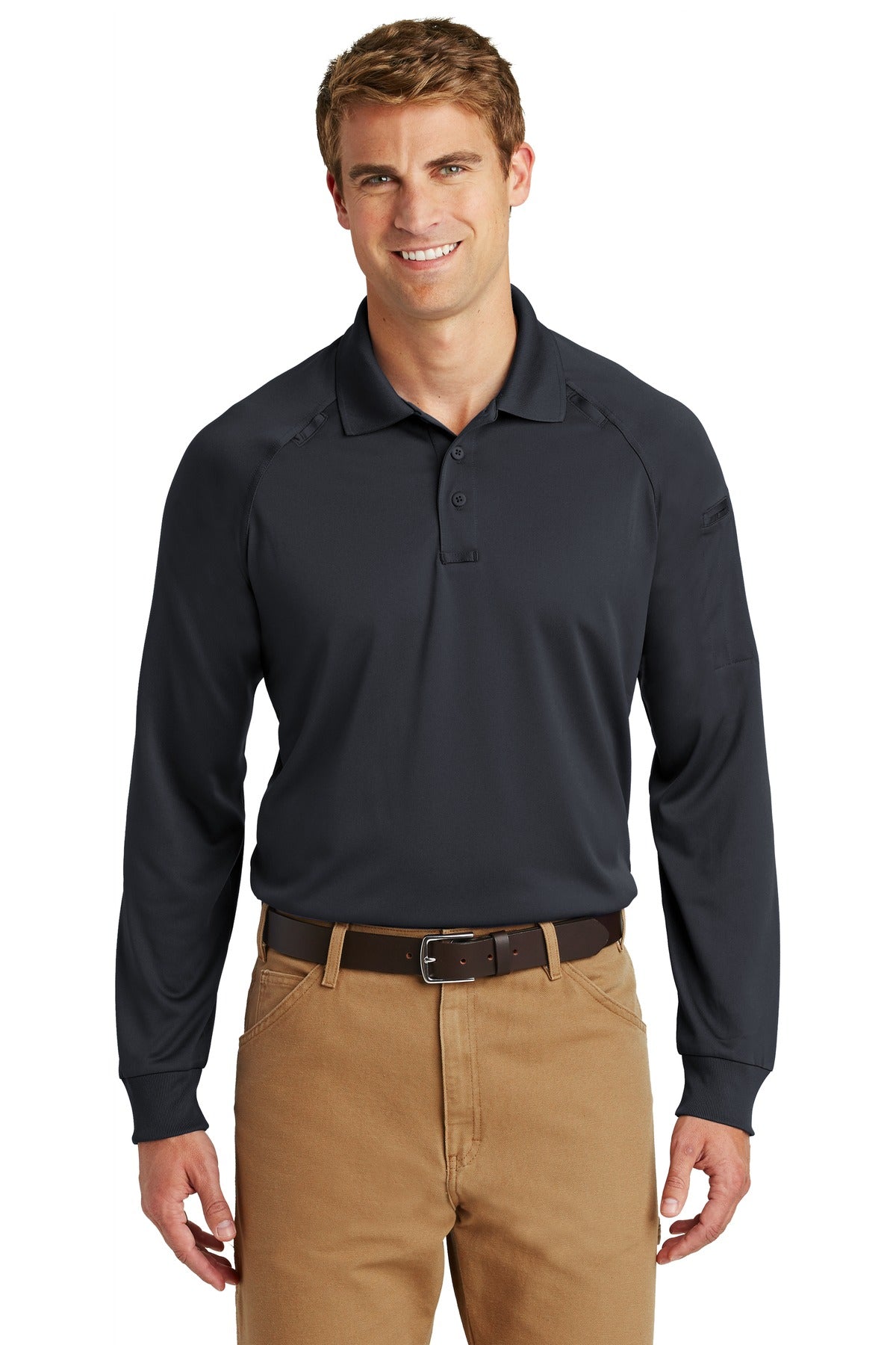 CornerStone - Select Long Sleeve Snag-Proof Tactical Polo - Charcoal - Front model