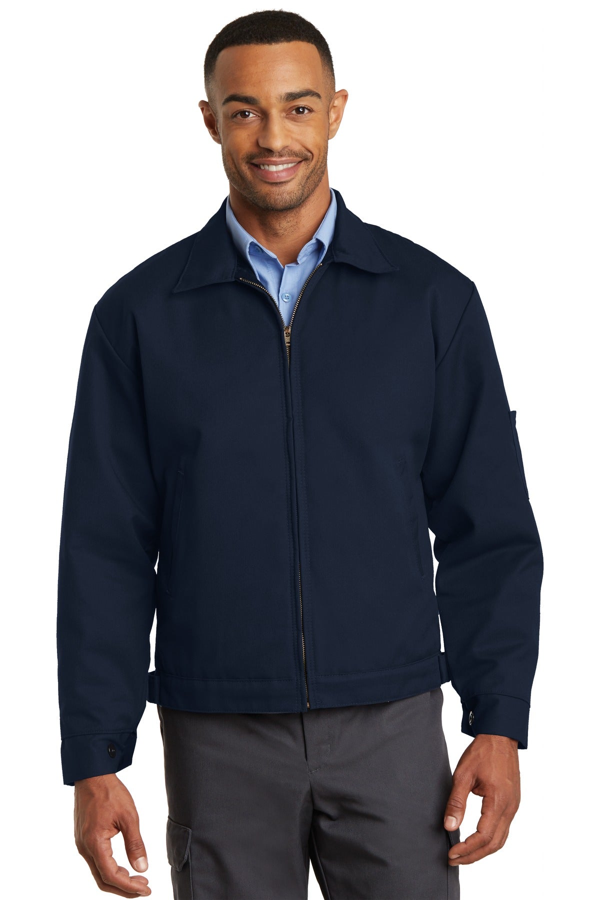 Red Kap Slash Pocket Jacket - Navy - Front model