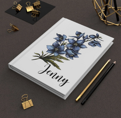 Custom Journal, Journal and Notebook, Personalized Journal, Personalized Notebook, Off White Matte Hardcover, Birth Month Flower Gift