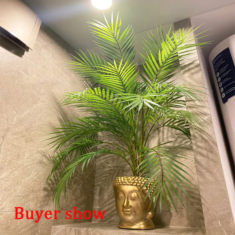 125cm Large Artificial Palm Tree Tropical Plants Branch Plastic Fake Leaves Green Monstera For Christmas Home Garden Room Decor