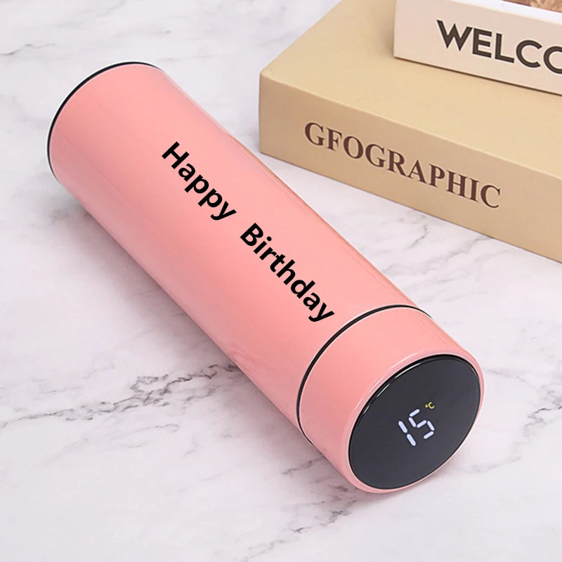Smart Temperature Display Stainless Steel Vacuum Bottle – Customizable Logo