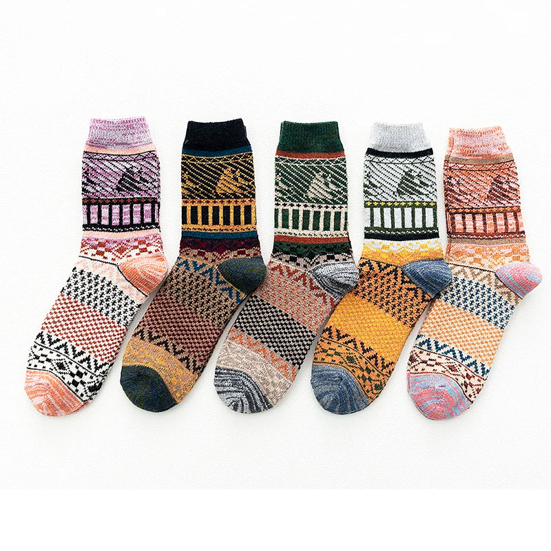 Vintage Thick Warm Socks Colorful Gift