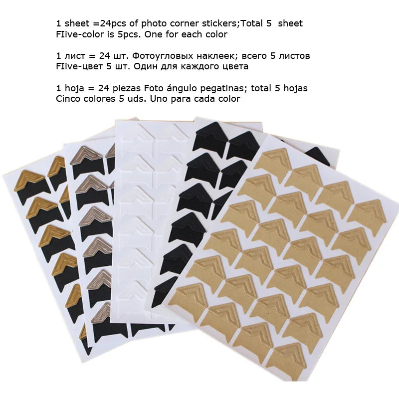 120 Pcs/Lot 5 Sheets DIY Vintage Corner Kraft Paper Stickers