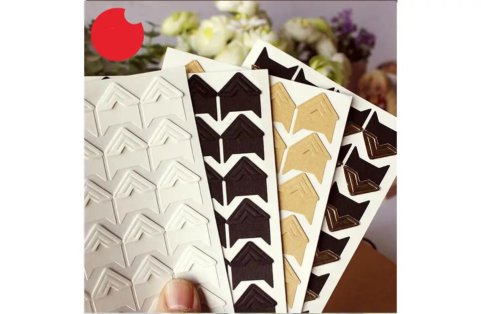 120 Pcs/Lot 5 Sheets DIY Vintage Corner Kraft Paper Stickers
