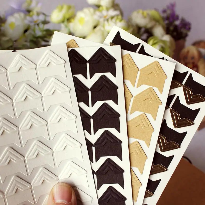 120 Pcs/Lot 5 Sheets DIY Vintage Corner Kraft Paper Stickers