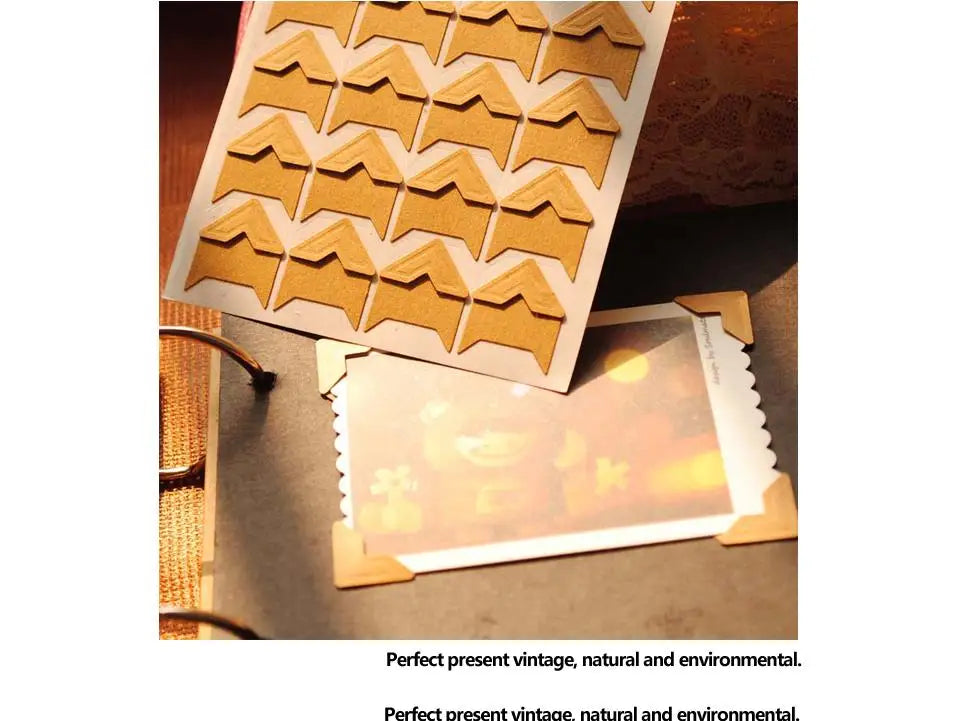 120 Pcs/Lot 5 Sheets DIY Vintage Corner Kraft Paper Stickers