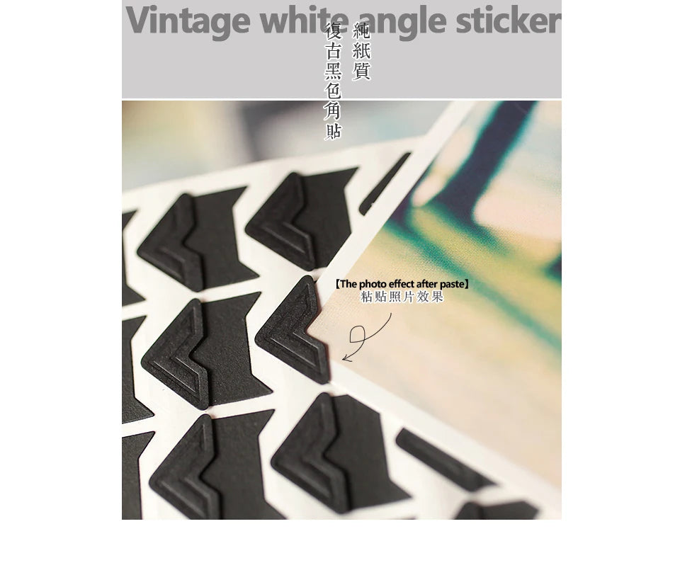 120 Pcs/Lot 5 Sheets DIY Vintage Corner Kraft Paper Stickers